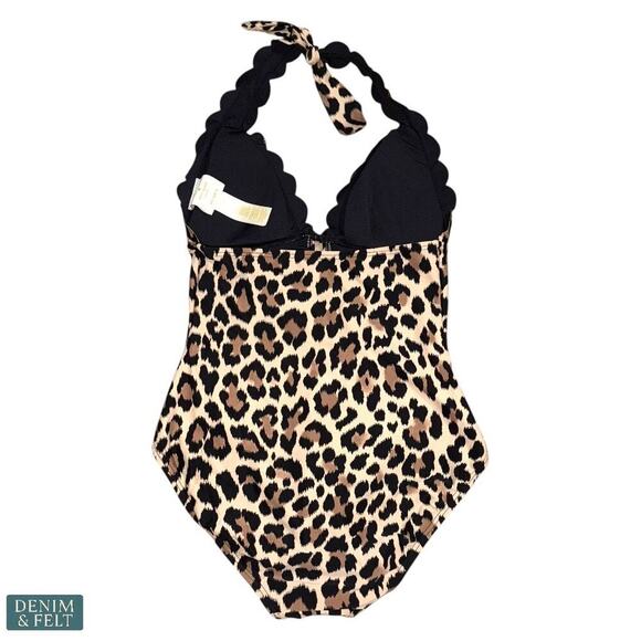 Kate Spade Leopard Print Scallop Halter One-Piece Swimsuit Size Small - Picture 6 of 16